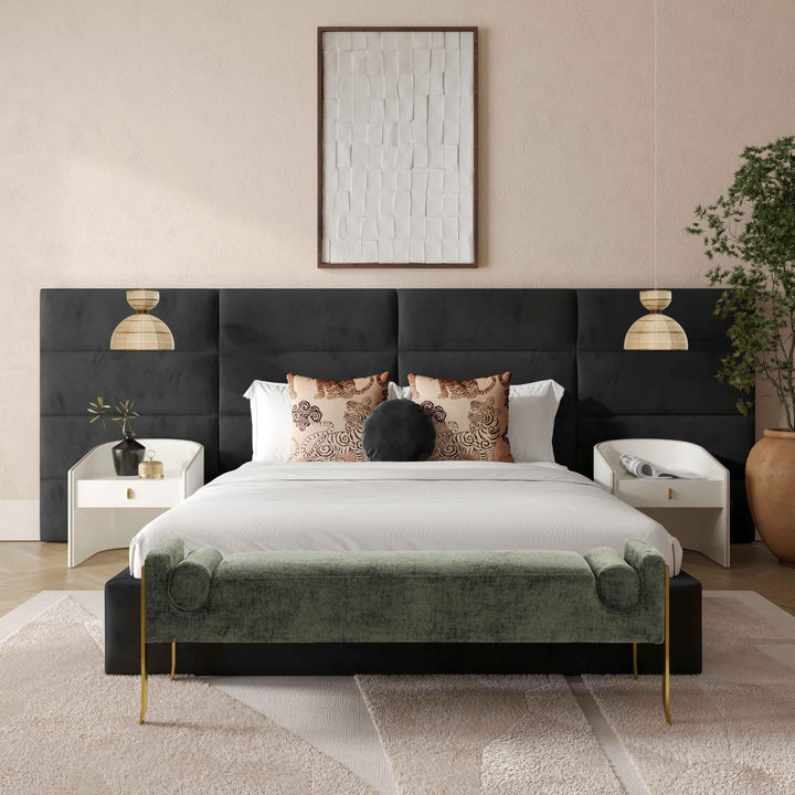 Eliana Performance Velvet Headboard Wings - Black / King