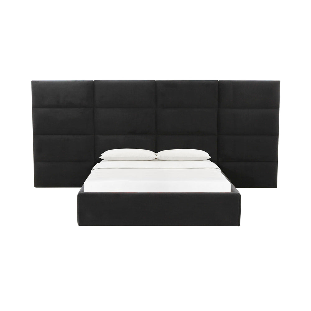 Eliana Performance Velvet Headboard Wings - Black / King
