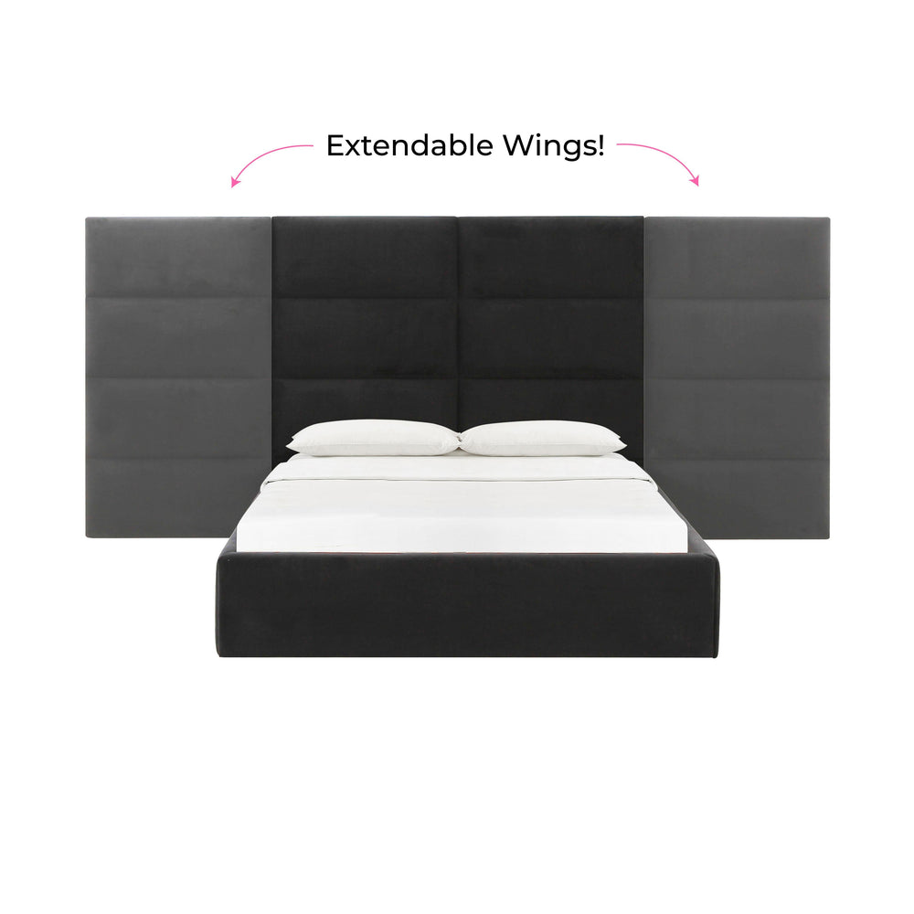 Eliana Performance Velvet Headboard Wings - Black / King