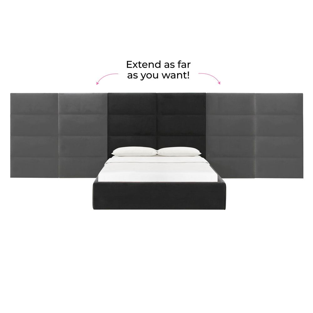 Eliana Performance Velvet Headboard Wings - Black / King