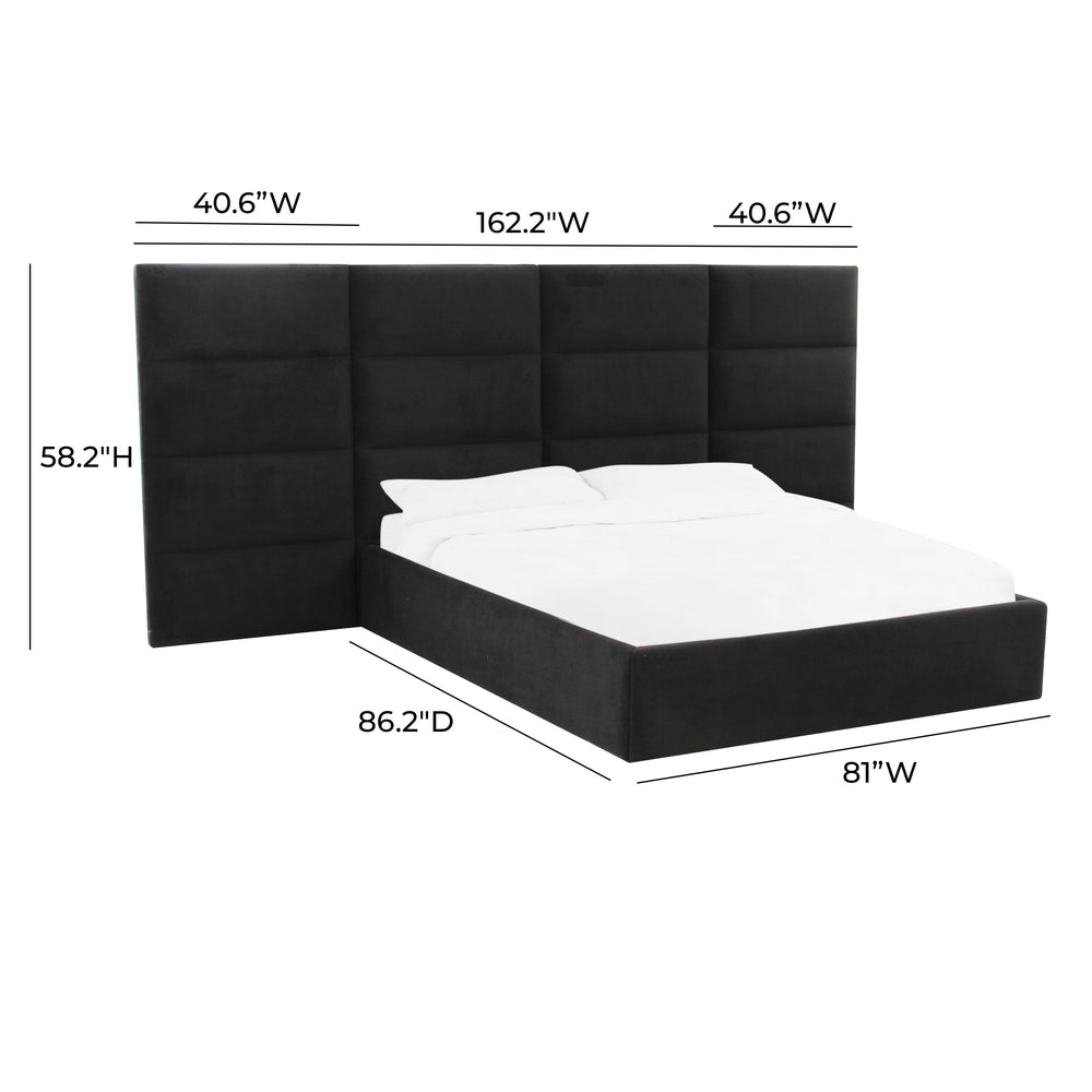 Eliana Performance Velvet Headboard Wings - Black / King