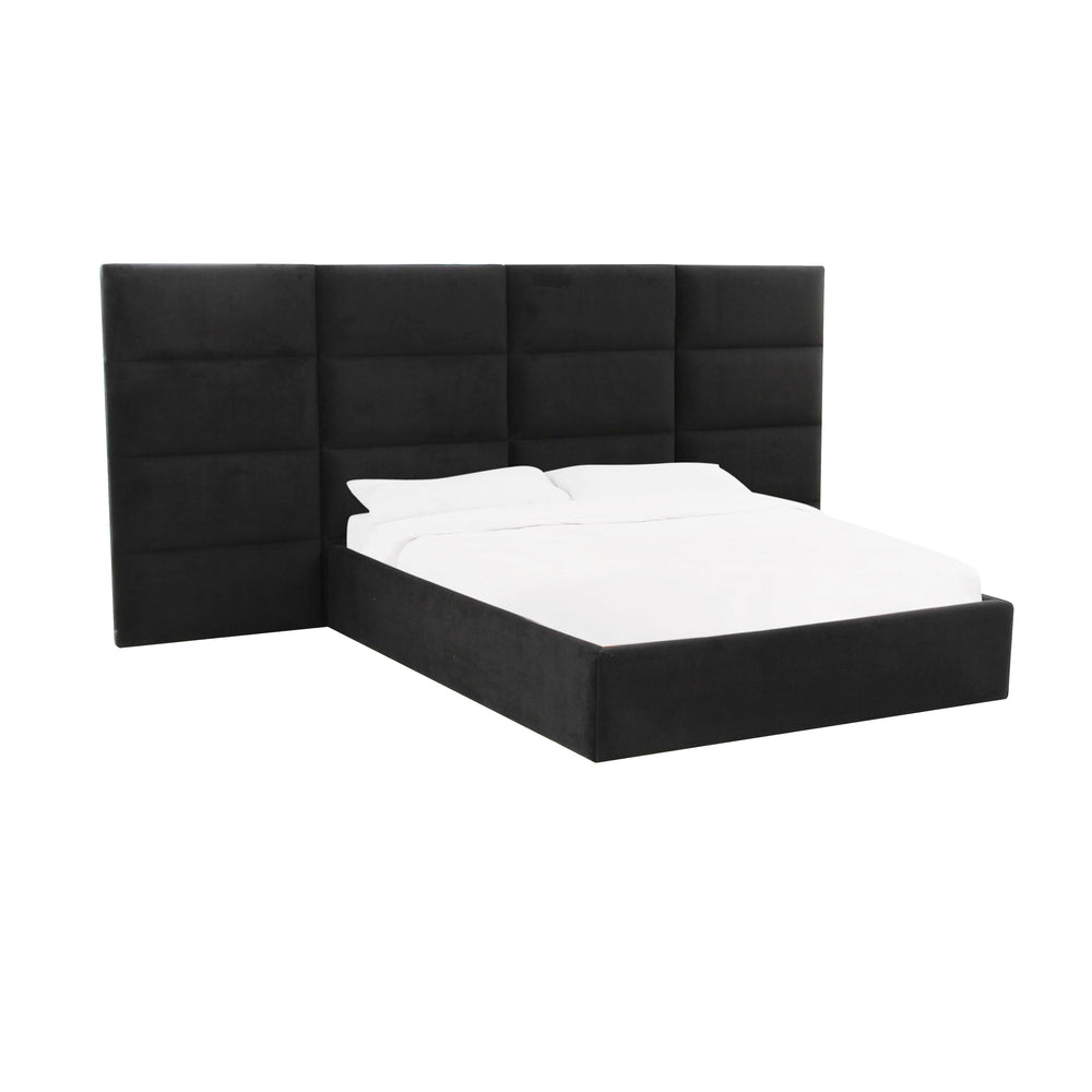 Eliana Performance Velvet Headboard Wings - Black / Queen