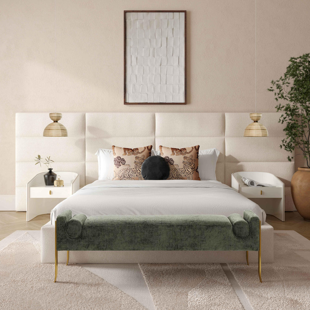 Eliana Cream Performance Boucle Headboard Wings