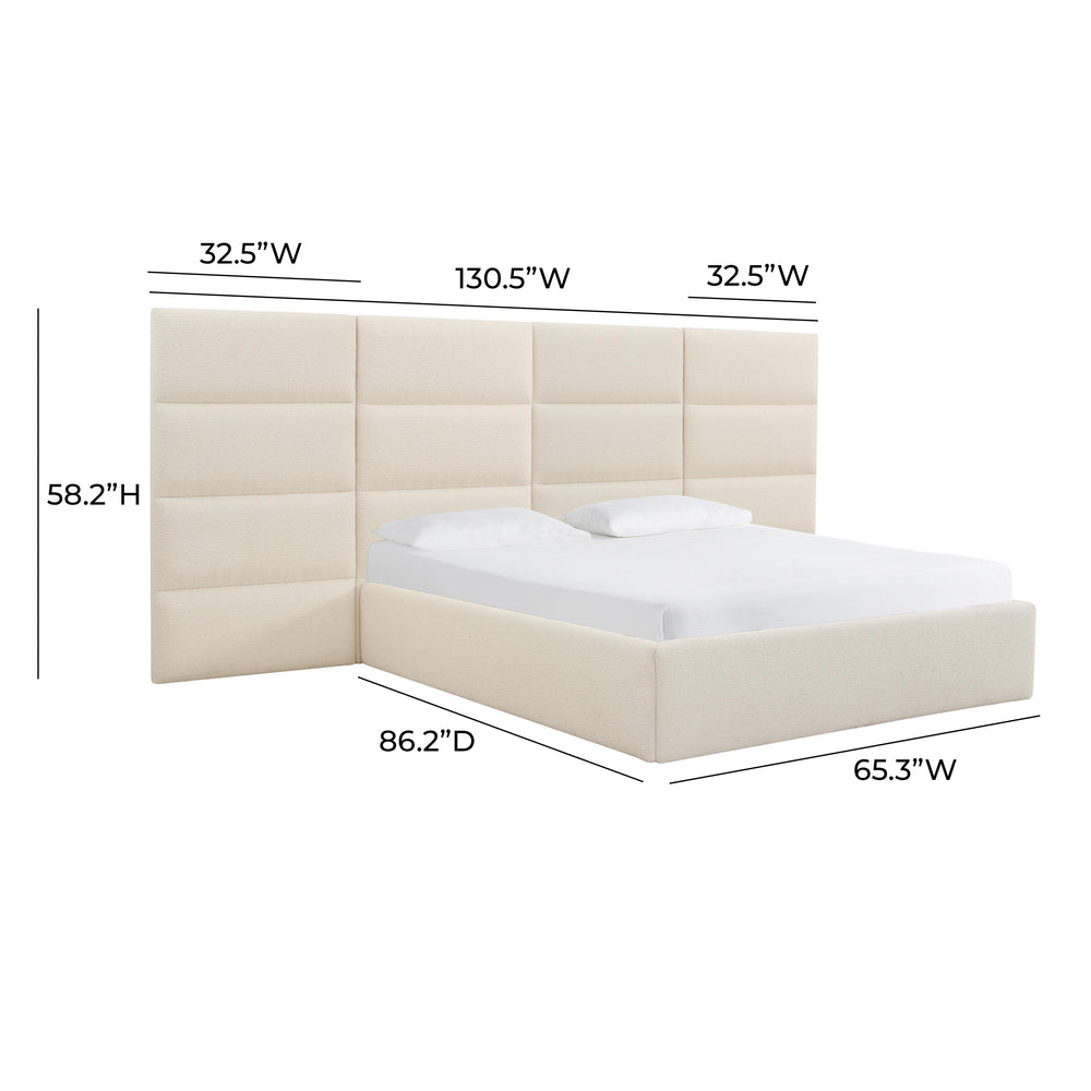 Eliana Cream Performance Boucle Headboard Wings