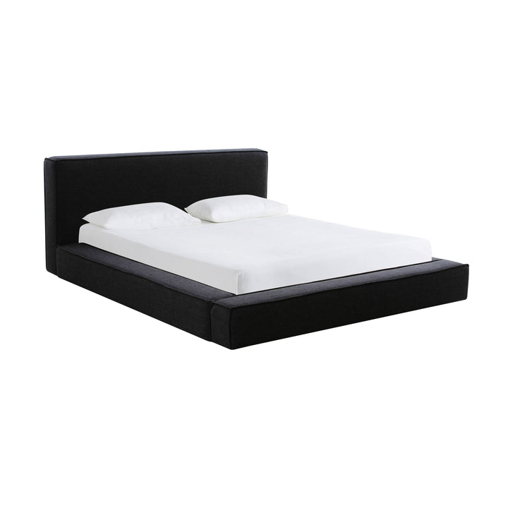Olafur Black Performance Linen Upholstered Bed - Queen