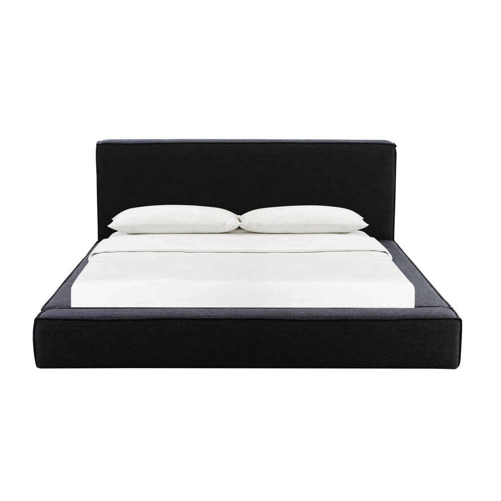 Olafur Black Performance Linen Upholstered Bed - Queen