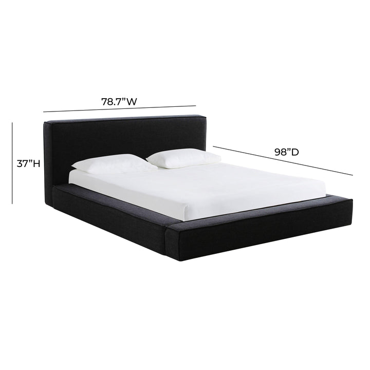 Olafur Black Performance Linen Upholstered Bed - Queen