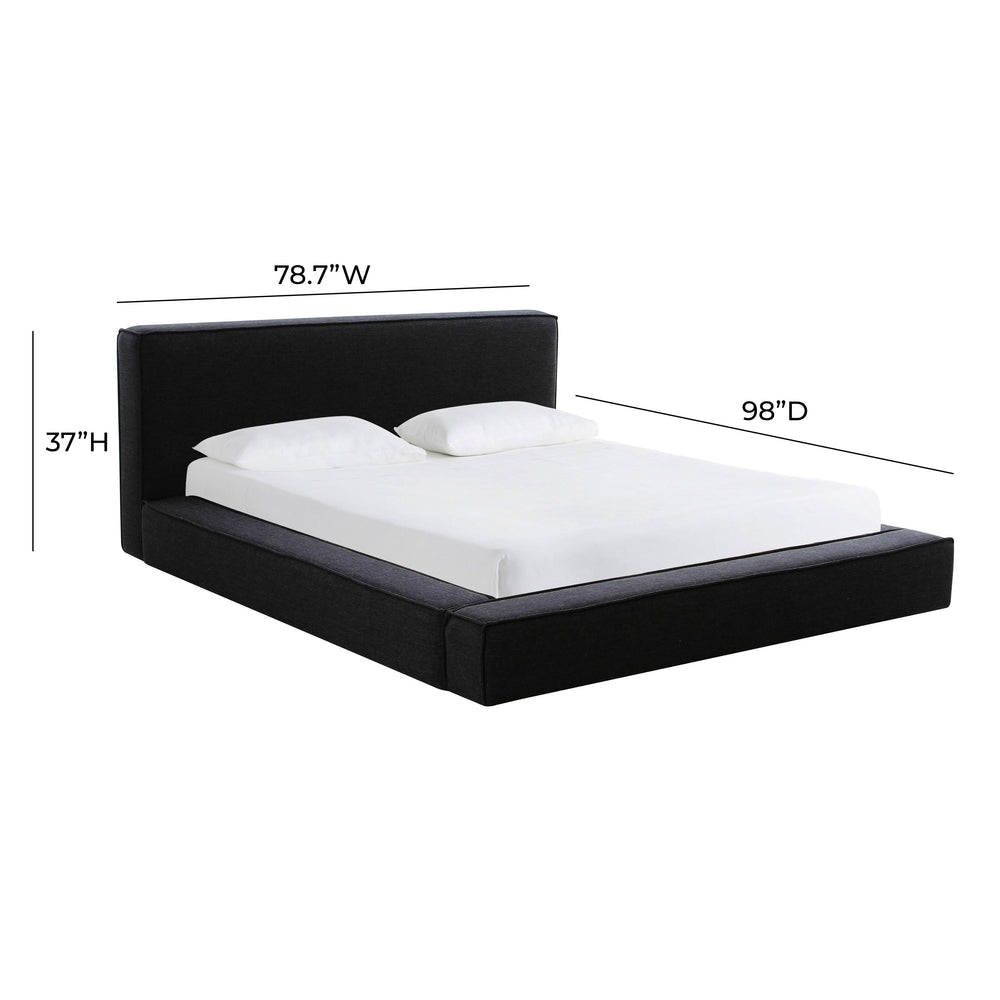 Olafur Black Performance Linen Upholstered Bed - Queen