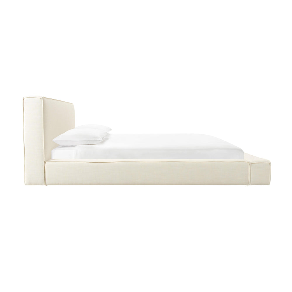 Olafur Cream Performance Linen Upholstered Bed - Queen
