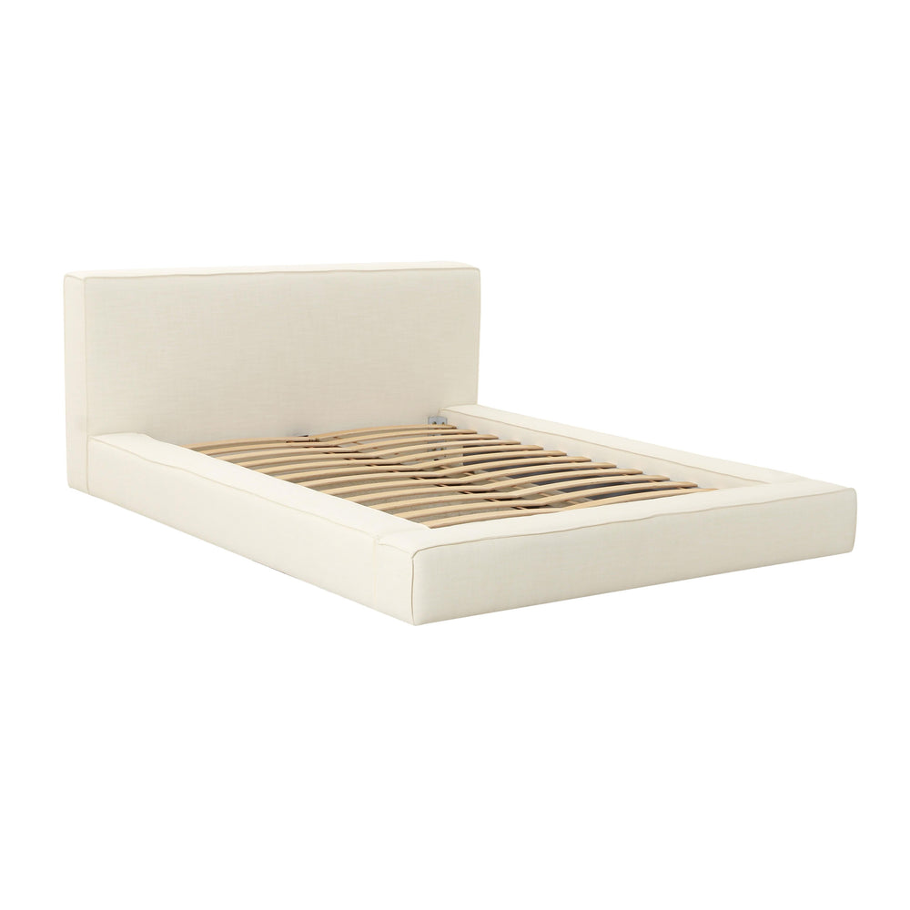 Olafur Cream Performance Linen Upholstered Bed - Queen