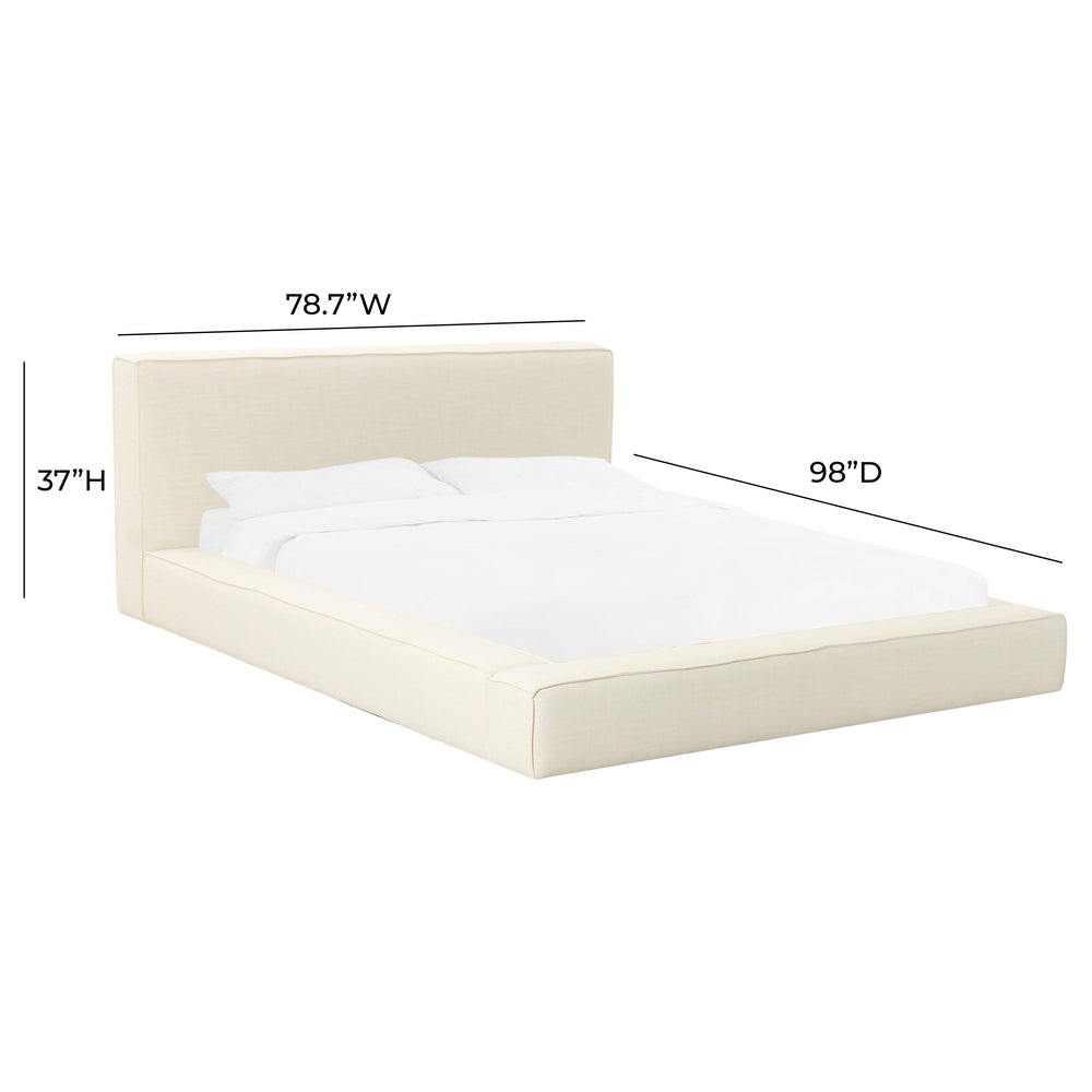 Olafur Cream Performance Linen Upholstered Bed - Queen