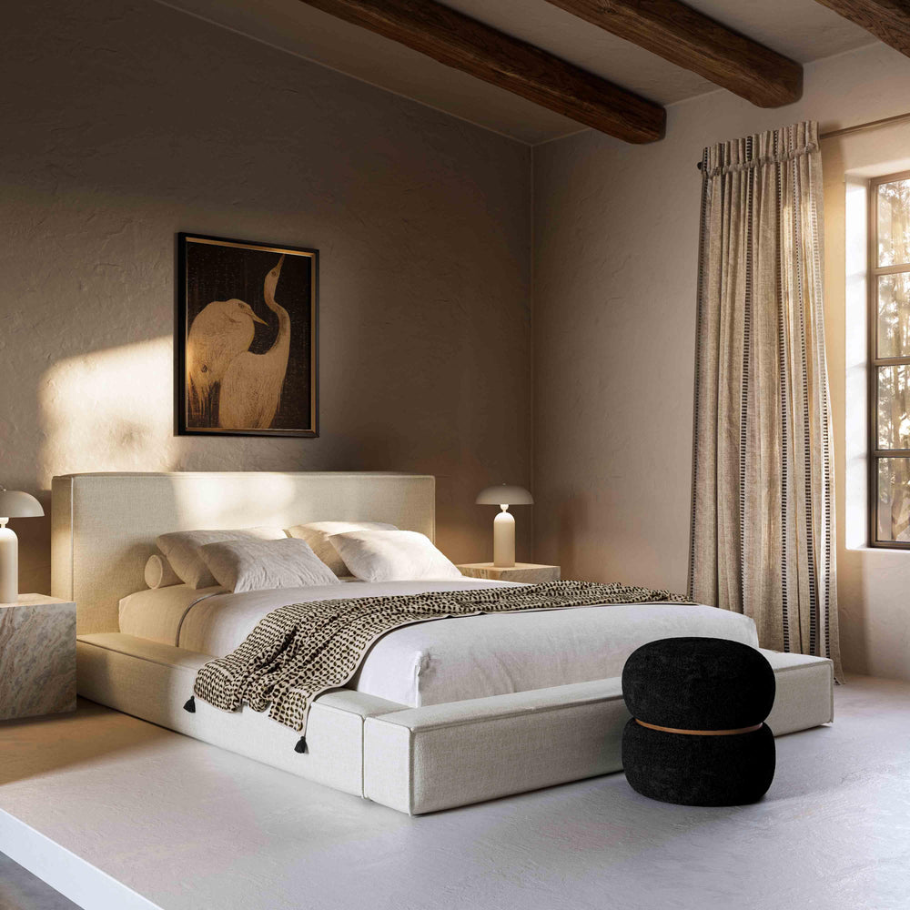 Olafur Cream Performance Linen Upholstered Bed - King