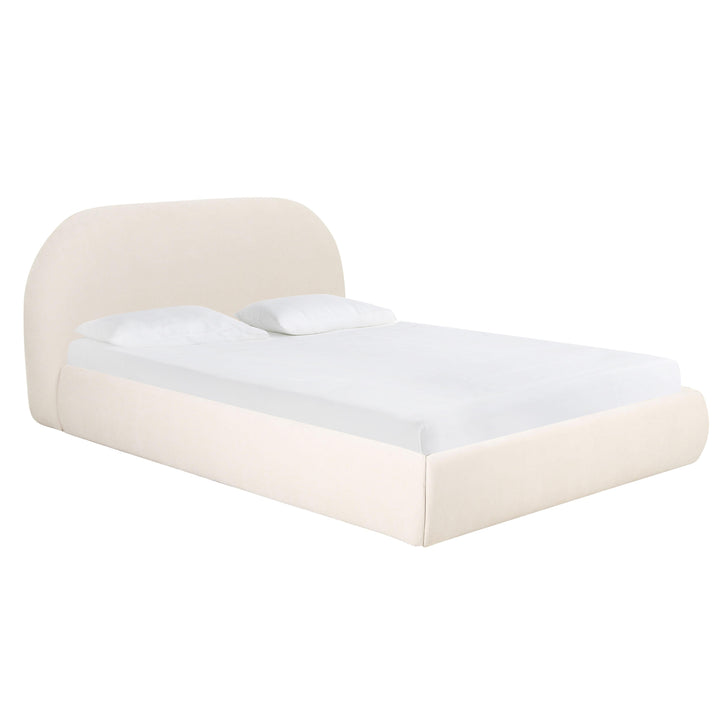 Bara Cream Textured Performance Velvet Bed - Queen
