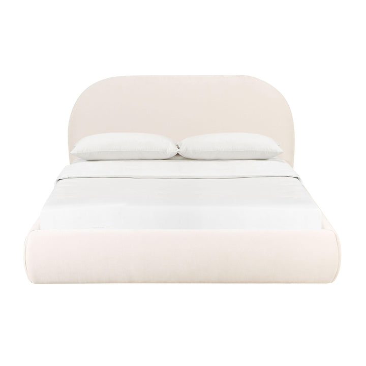 Bara Cream Textured Performance Velvet Bed - Queen