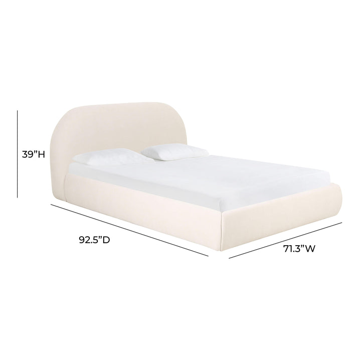 Bara Cream Textured Performance Velvet Bed - Queen