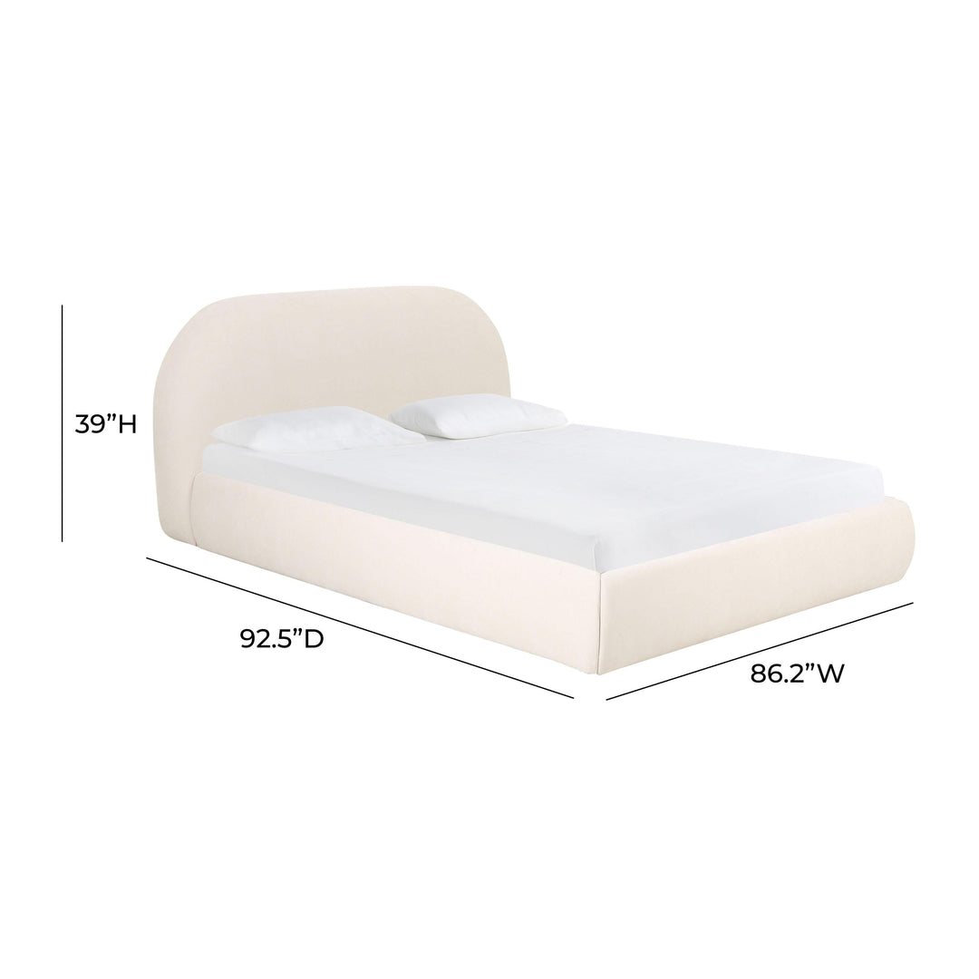 Bara Cream Textured Performance Velvet Bed - King
