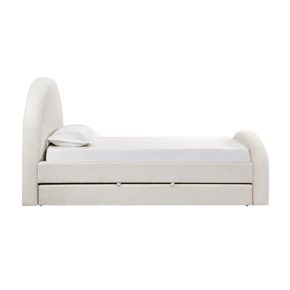 Moon Cream Performance Boucle Twin Trundle Bed