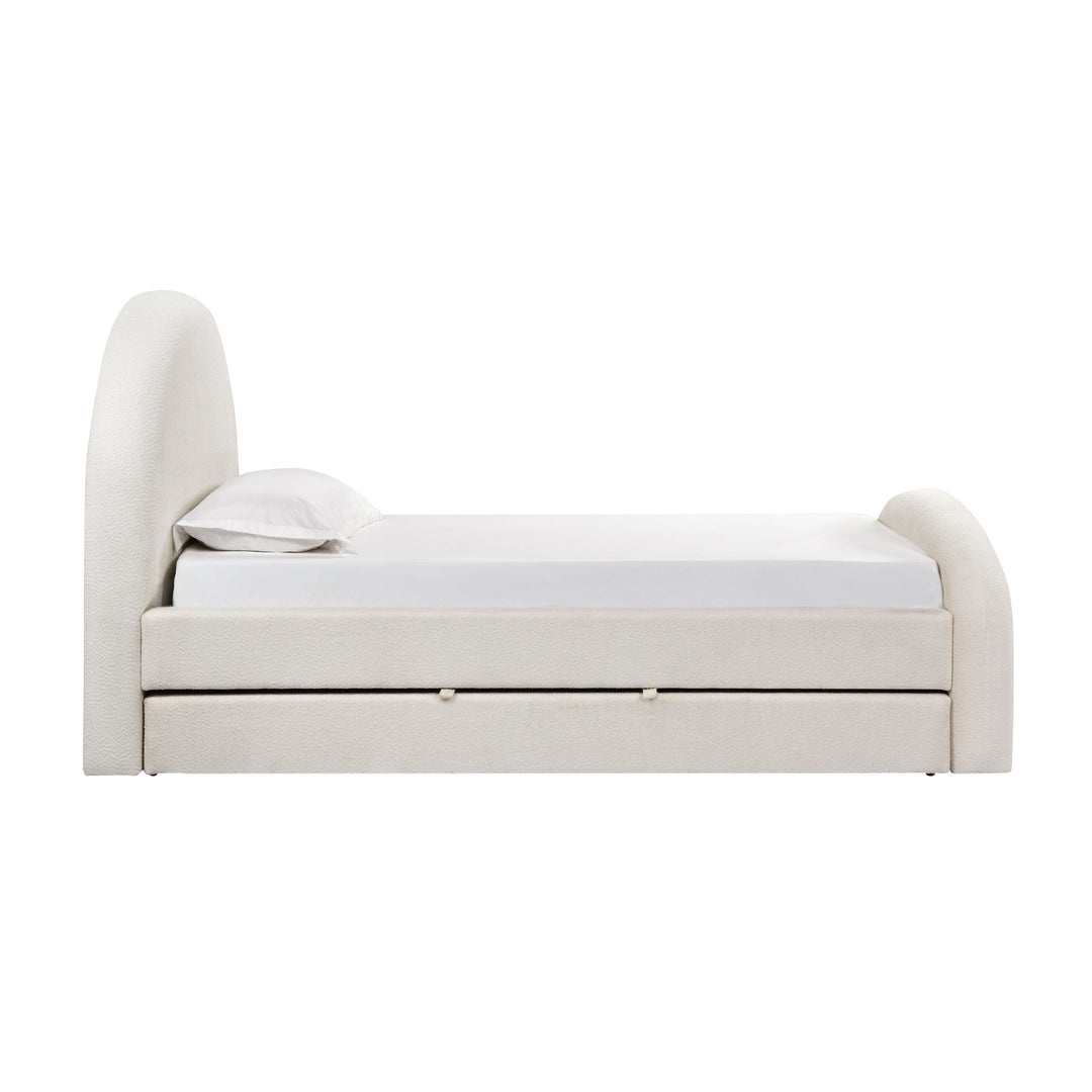 Moon Cream Performance Boucle Twin Trundle Bed