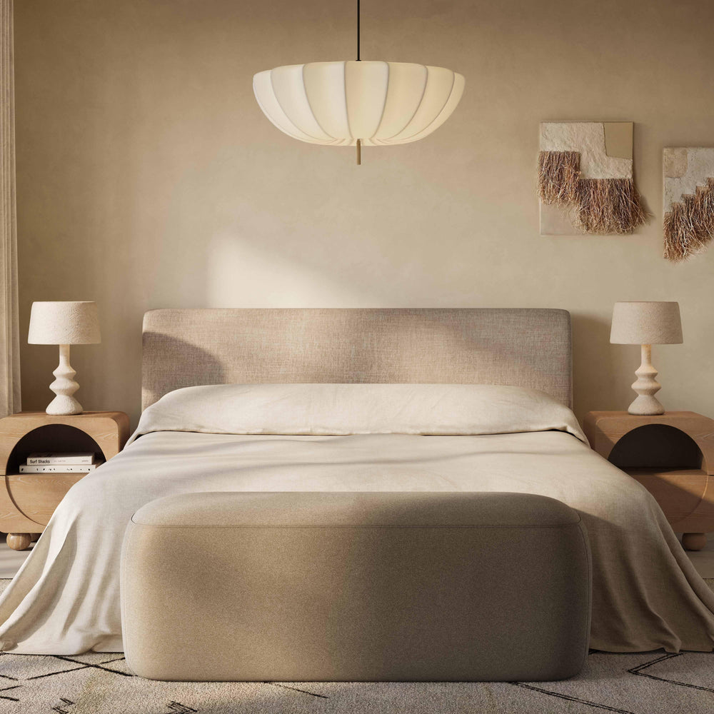 Isla Taupe Textured Performance Velvet Bed - Queen