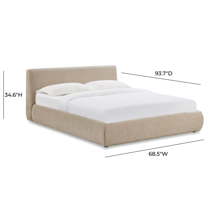 Isla Taupe Textured Performance Velvet Bed - Queen