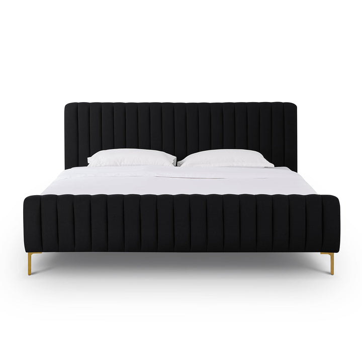 Angela Black Upcycled Performance Linen Bed - King