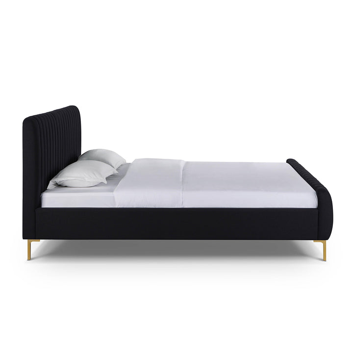 Angela Black Upcycled Performance Linen Bed - King