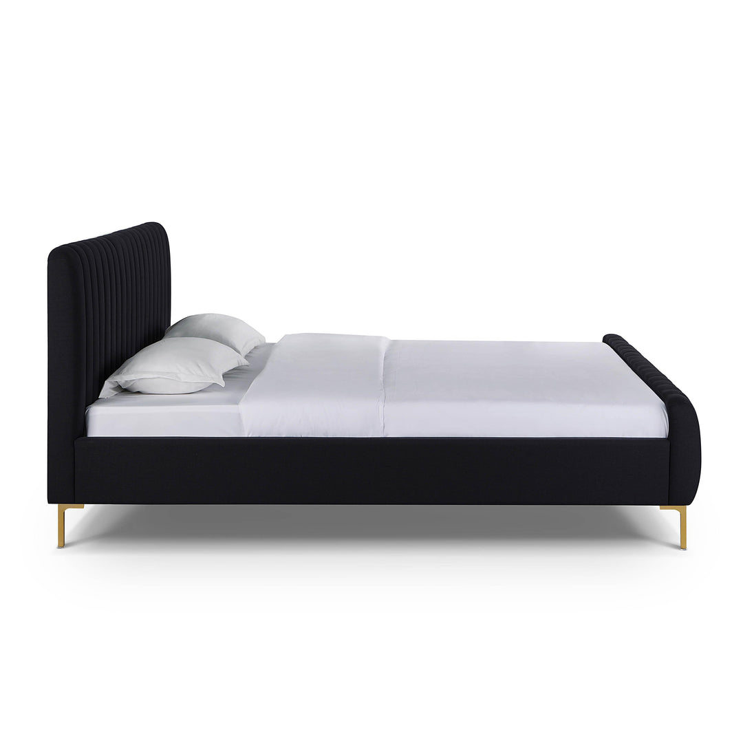 Angela Black Upcycled Performance Linen Bed - King