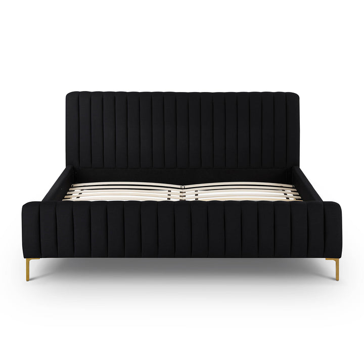 Angela Black Upcycled Performance Linen Bed - King