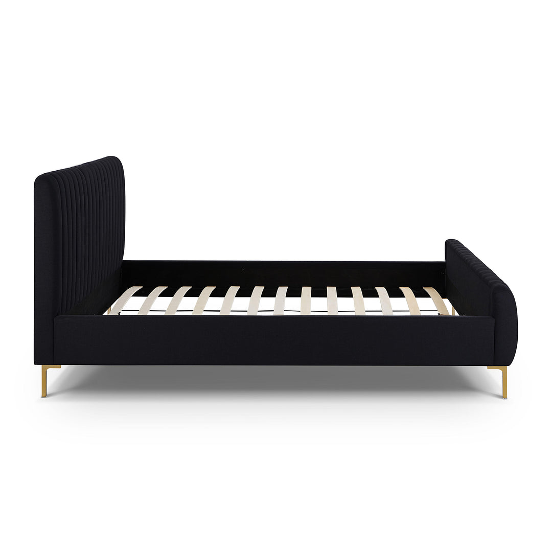 Angela Black Upcycled Performance Linen Bed - King