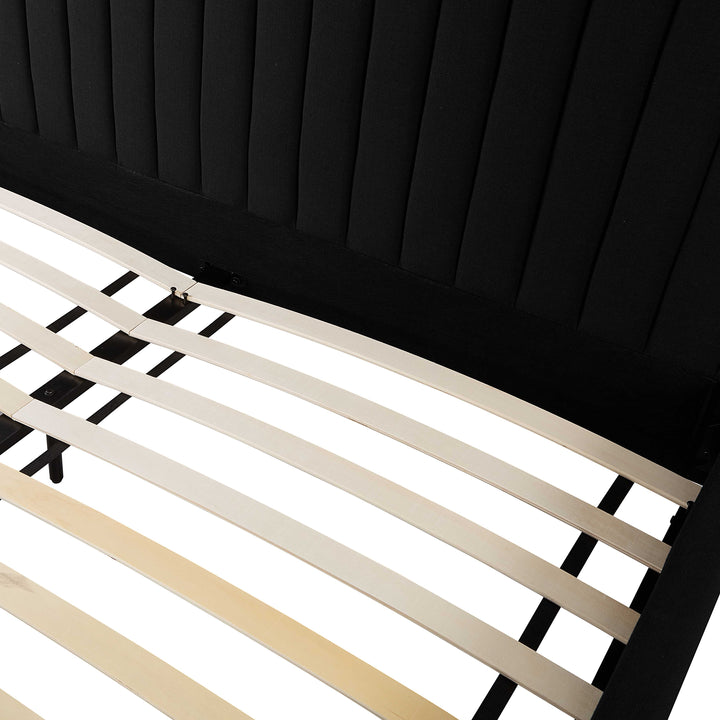 Angela Black Upcycled Performance Linen Bed - King