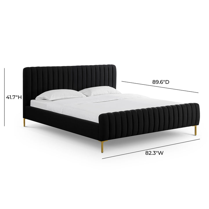 Angela Black Upcycled Performance Linen Bed - King