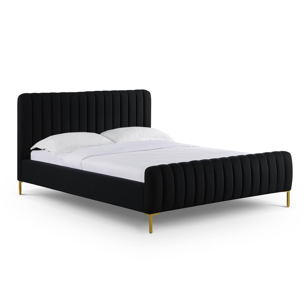 Angela Black Upcycled Performance Linen Bed - Queen