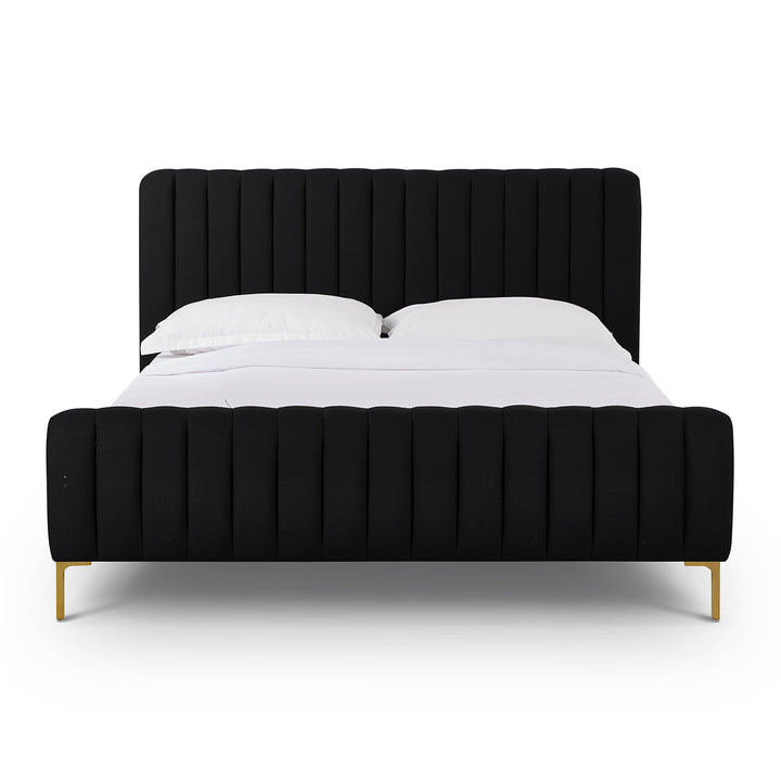 Angela Black Upcycled Performance Linen Bed - Queen