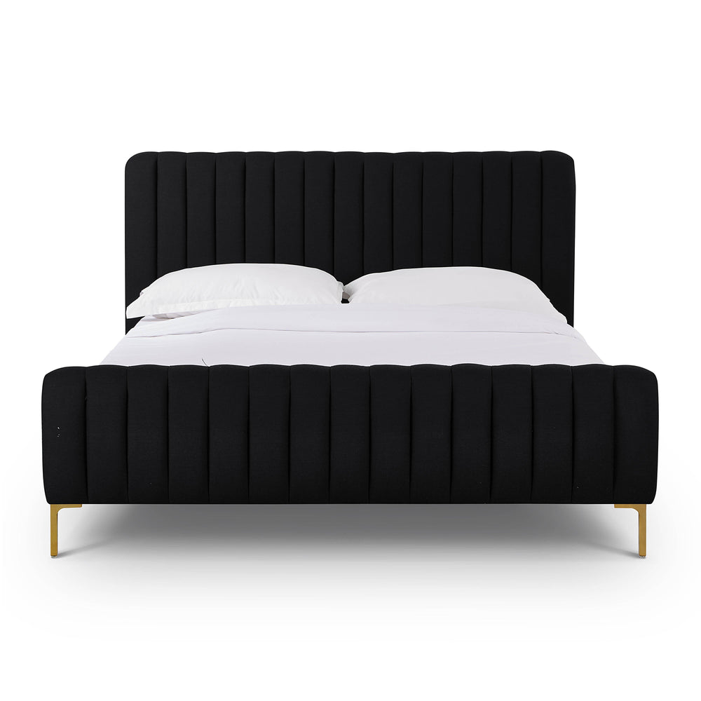 Angela Black Upcycled Performance Linen Bed - Queen