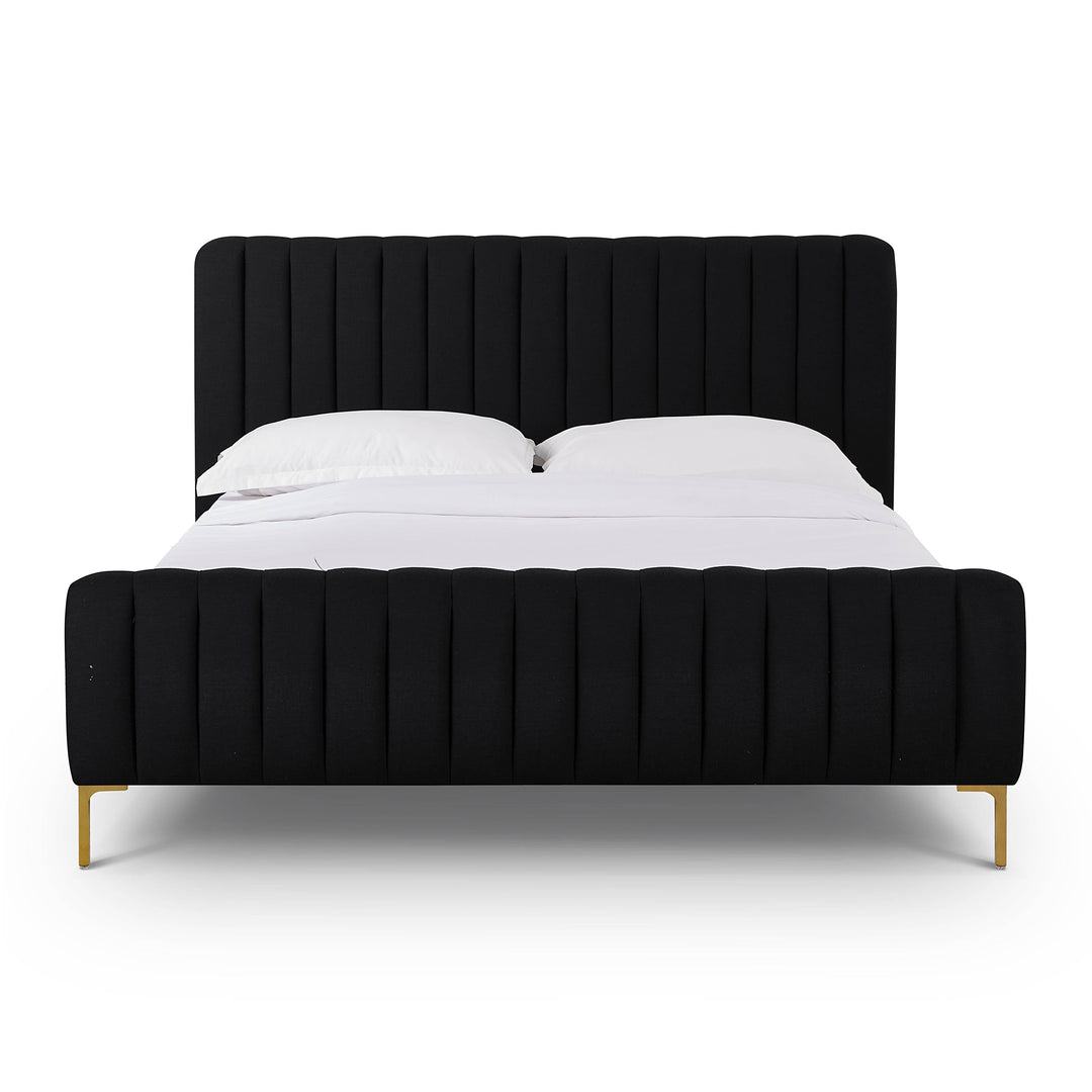 Angela Black Upcycled Performance Linen Bed - Queen