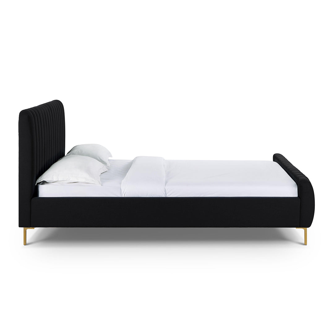 Angela Black Upcycled Performance Linen Bed - Queen