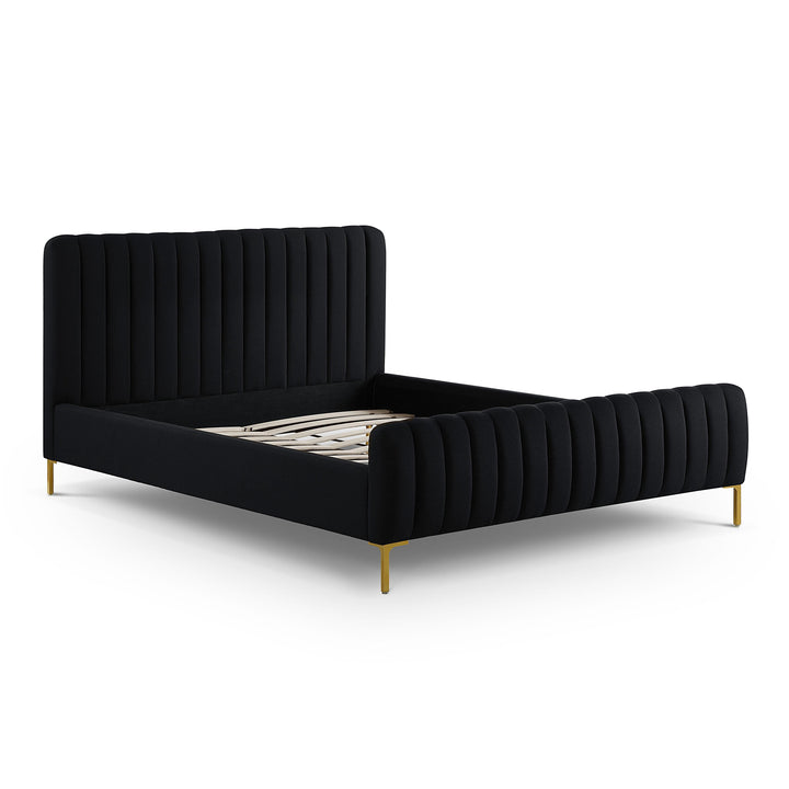 Angela Black Upcycled Performance Linen Bed - Queen