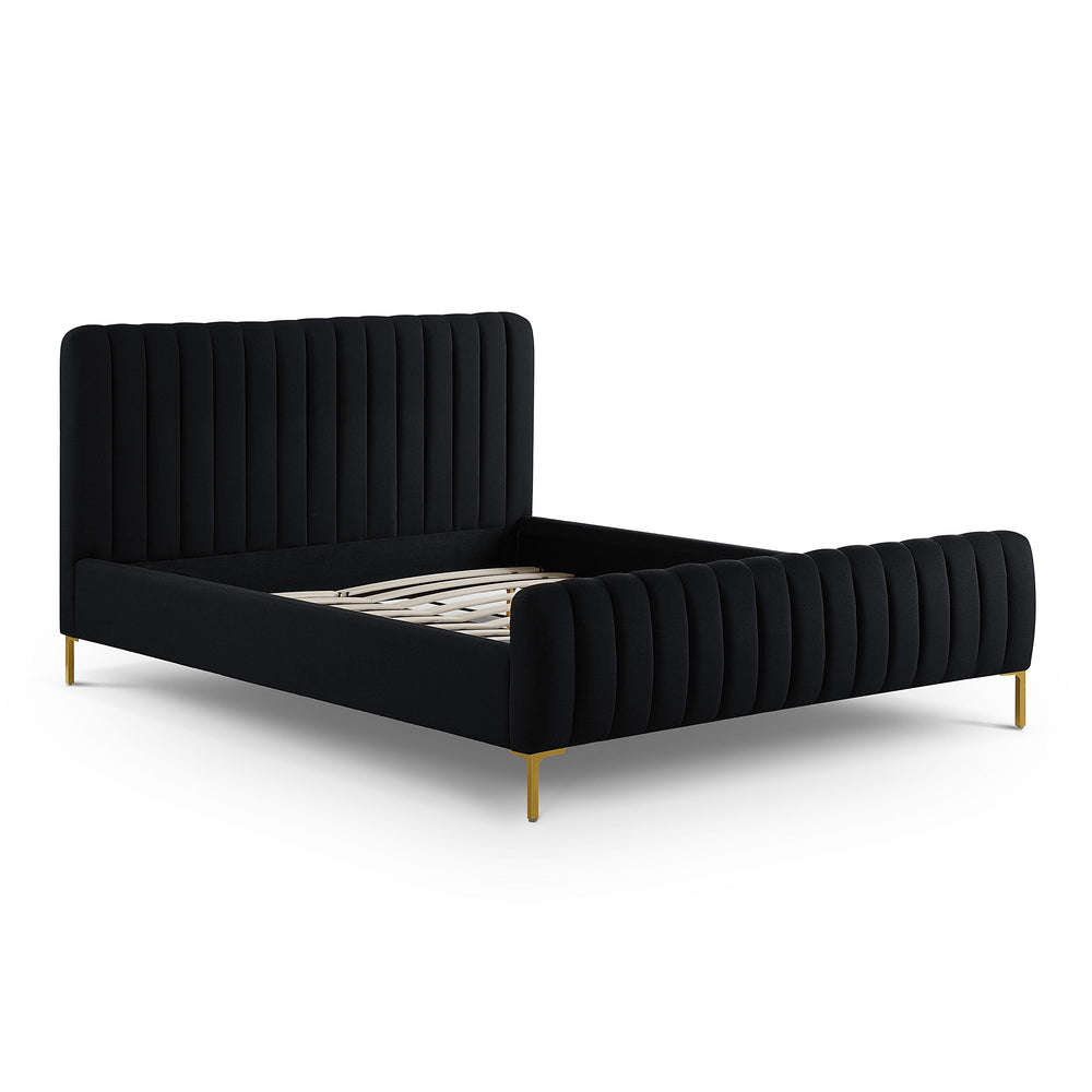 Angela Black Upcycled Performance Linen Bed - Queen