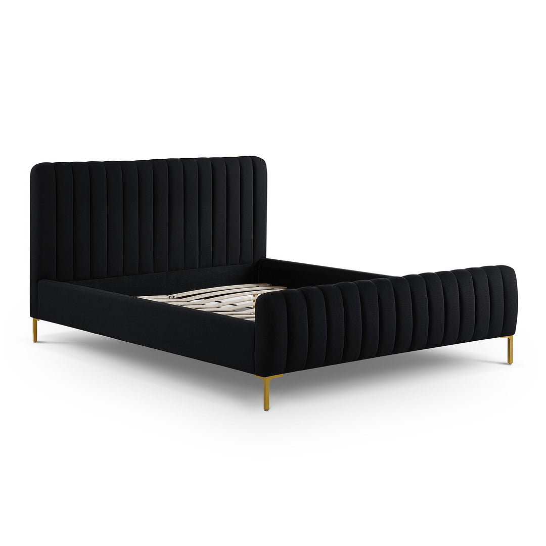 Angela Black Upcycled Performance Linen Bed - Queen