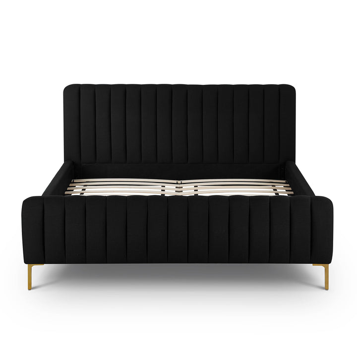 Angela Black Upcycled Performance Linen Bed - Queen