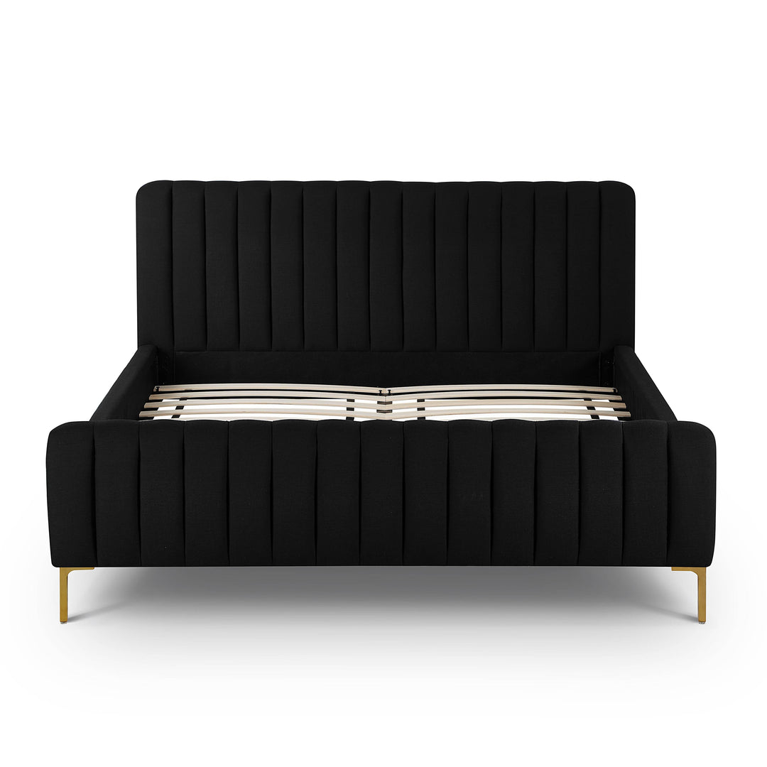 Angela Black Upcycled Performance Linen Bed - Queen