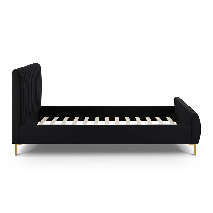 Angela Black Upcycled Performance Linen Bed - Queen