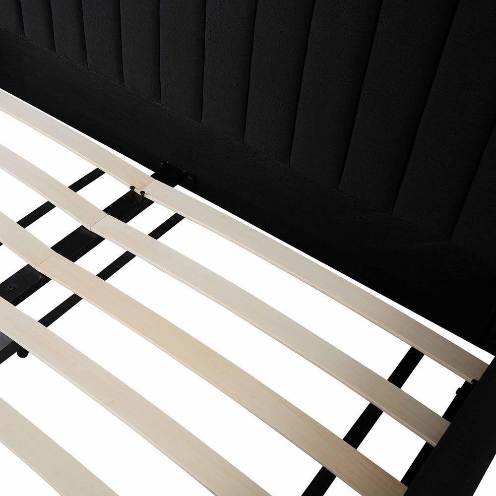 Angela Black Upcycled Performance Linen Bed - Queen
