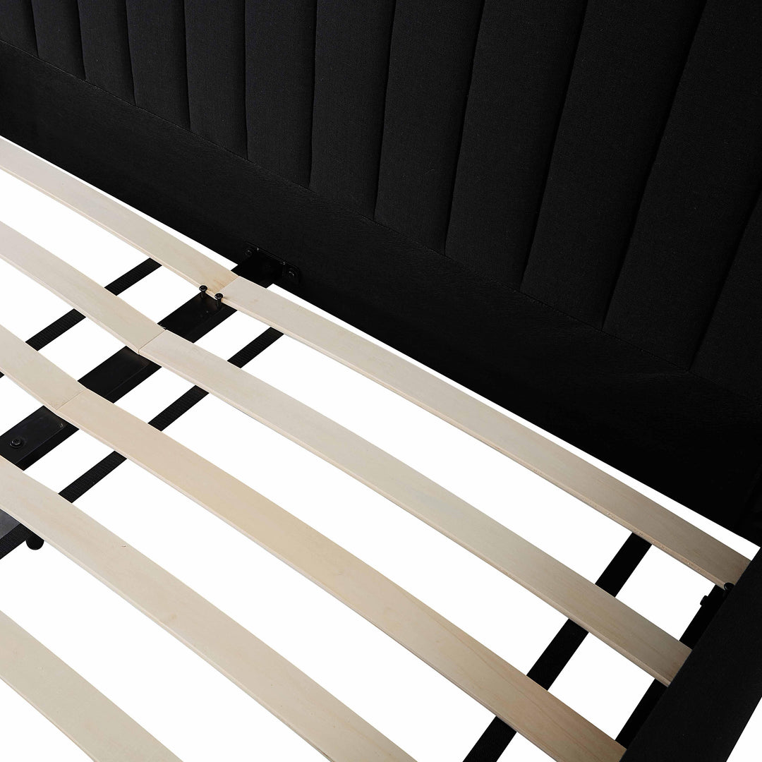 Angela Black Upcycled Performance Linen Bed - Queen