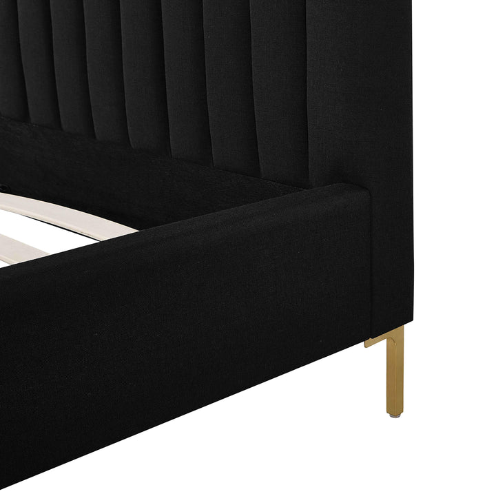 Angela Black Upcycled Performance Linen Bed - Queen