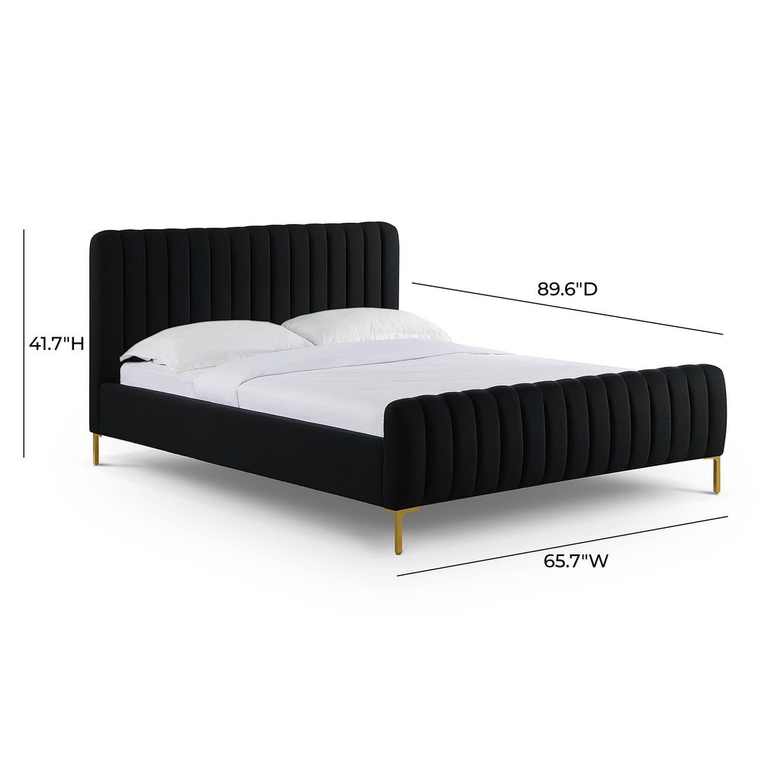 Angela Black Upcycled Performance Linen Bed - Queen
