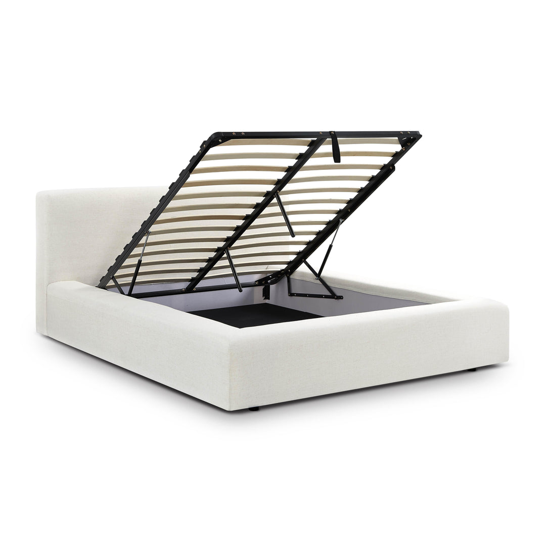 Meena Cream Upcycled Performance Linen Storage Bed - Queen