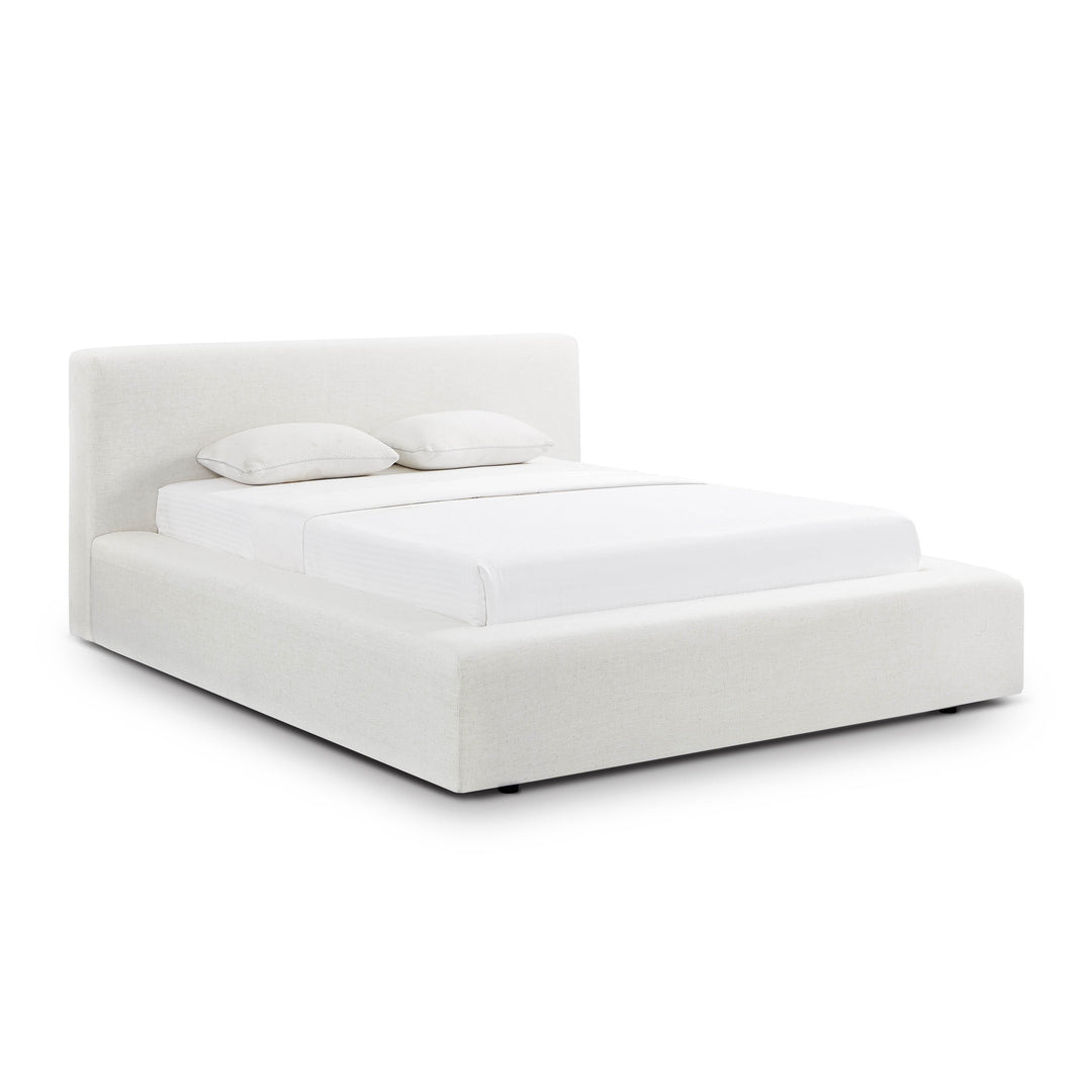 Meena Cream Upcycled Performance Linen Storage Bed - Queen
