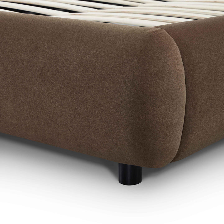 Mel Brown Performance Faux Mohair Velvet Bed - Queen