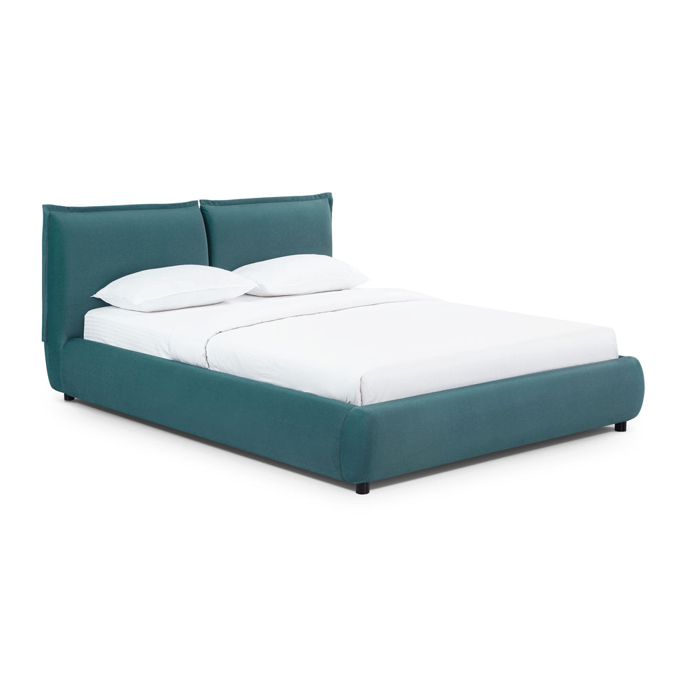 Mel Teal Performance Faux Mohair Velvet Bed - Queen